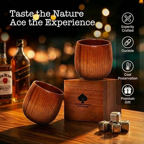 Miniatura 2 de Juego de 2 vasos de whisky de madera, vidrio de bourbon duradero para hombres, vidrio aislado a la antigua, regalos de whisky para marido, papá,