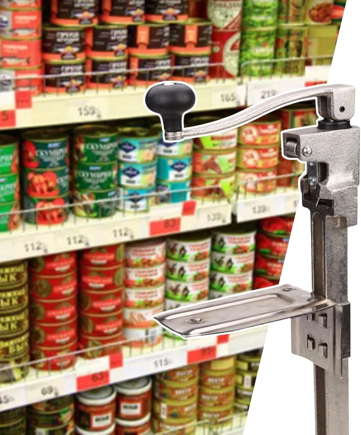 Manual Rotary Opening,Safe Cut Can Opener, Heavy Duty Can Opener, Table Can Opener, Heavy Duty Cast Steel Ergonomic Jar Lid Gripper, For Cans Up To 25/32 Cm(Large)