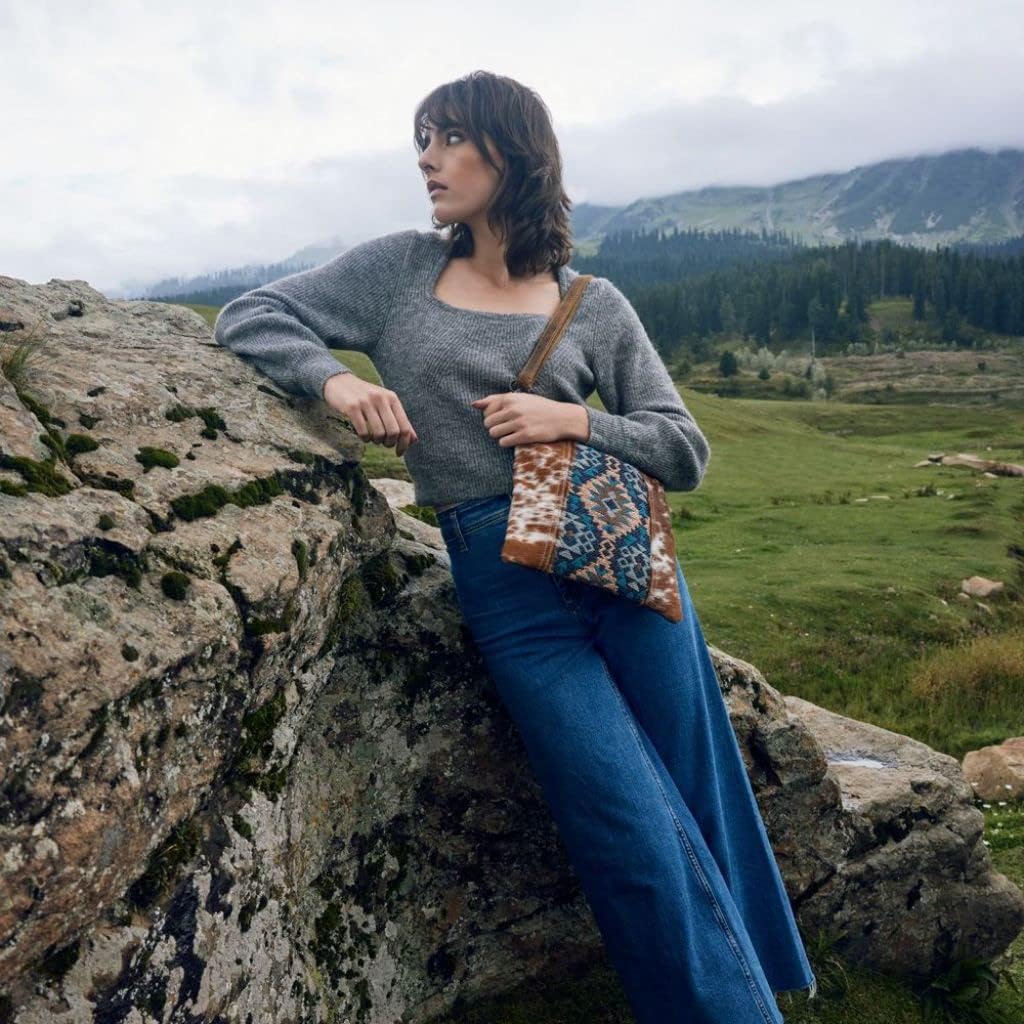 Myra Bag Western Leather Crossbody Bag for Women - Upcycled Canvas Shoulder Bag Vanessia Lirio - Image 2