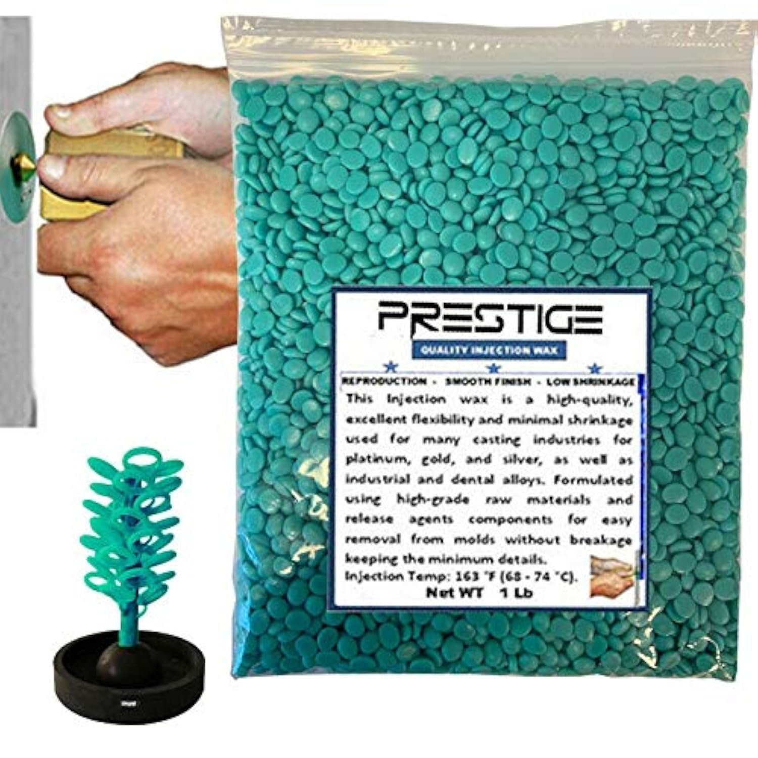 Aqua Injection Wax for Casting – All-Season, Low-Shrinkage, High-Fluidity Jewelry Injection Wax for Platinum, Gold & Silver – 1 lb