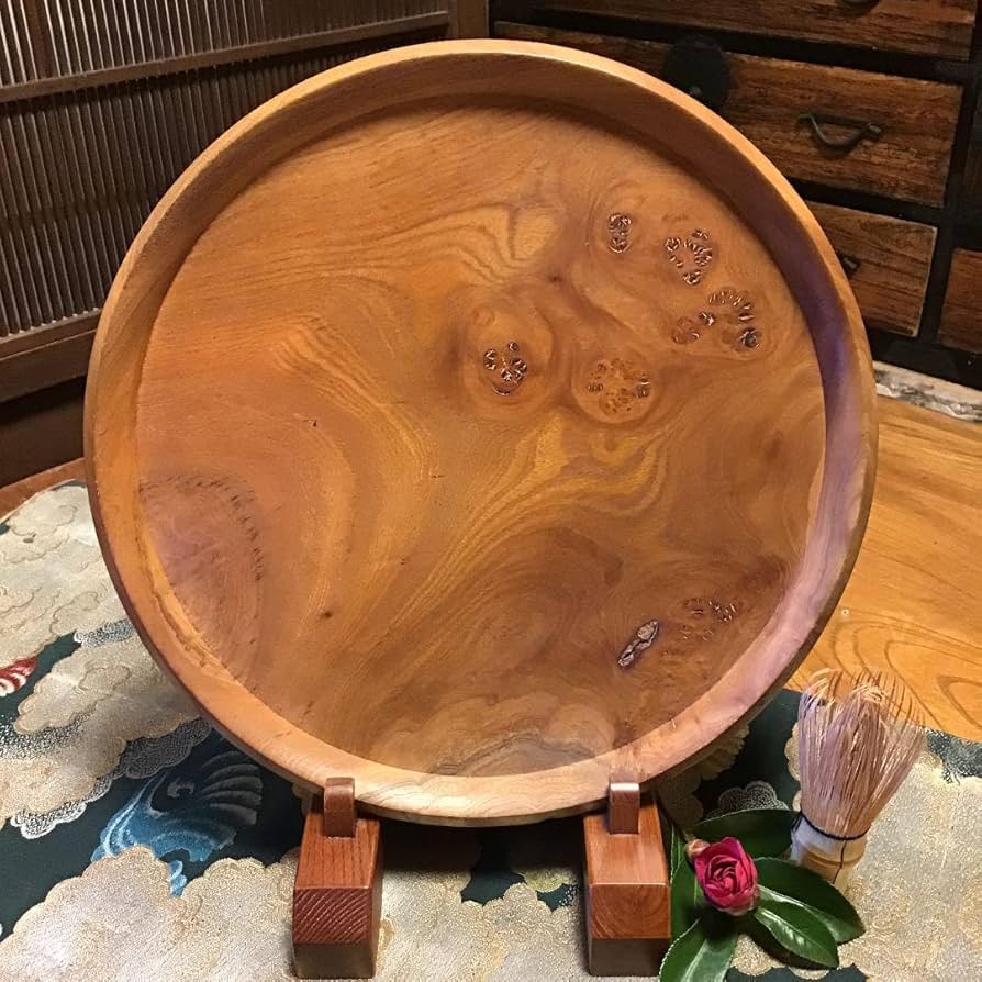 煎茶道具 欅製 刳り貫き一文字盆 長方盆 4D0401 煎茶道具 欅製 刳り貫き一文字盆 長方盆 4D0401