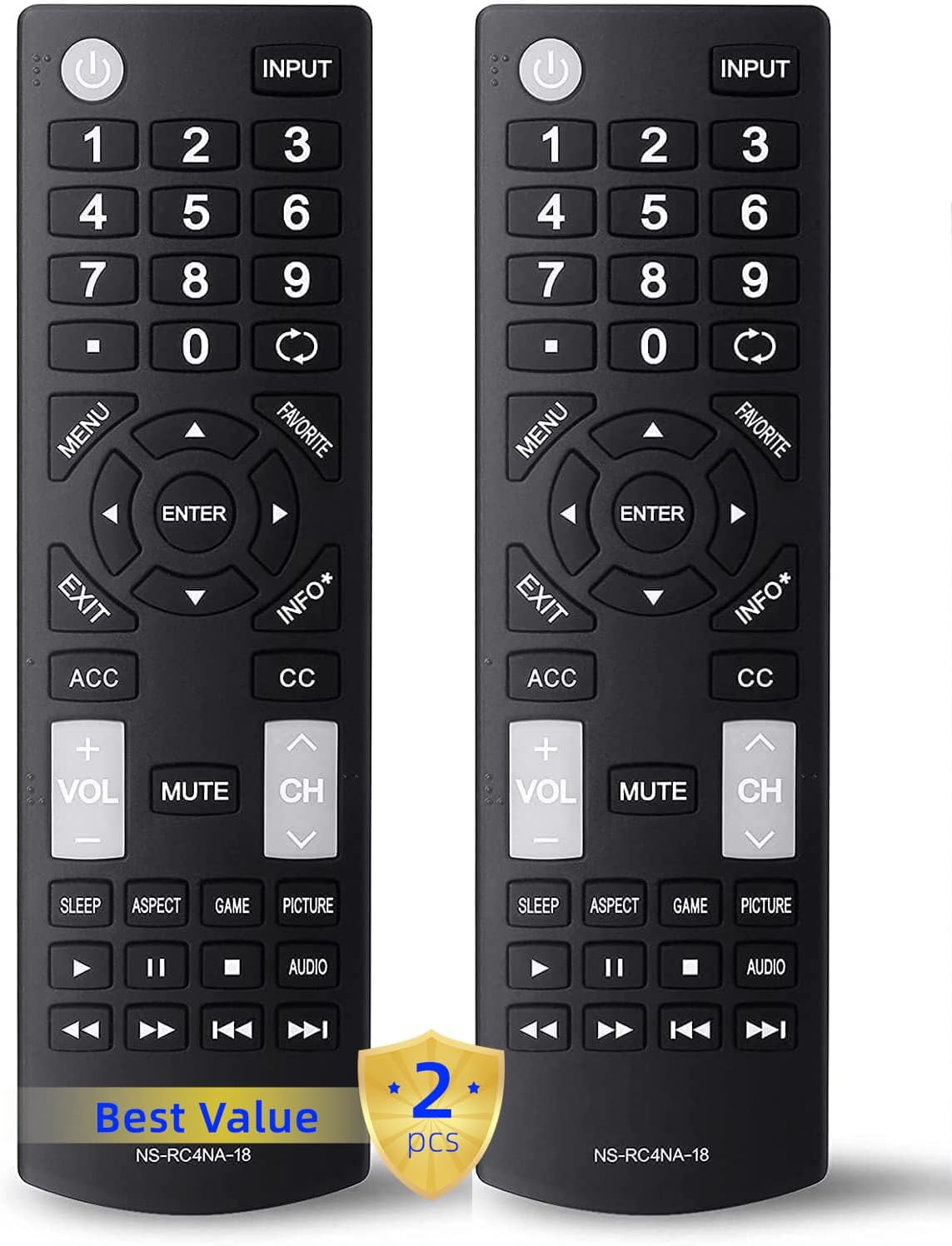 2 Packs Universal Remote Control Replacement Fit for All Insignia LED-LCD HDTV TVs