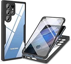 360 Grad Hülle Kompatibel mit Samsung Galaxy S22 Ultra | Handyhülle mit eingebautem Displayschutz für Galaxy S22 Ultra | Schwarz