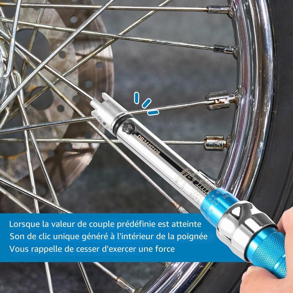 Clé Dynamométrique à Rayons 2-10 NM pour Moto, en Acier, de Clés à Rayons de Roue Dynamométriques avec Boîte de Rangement, 5,0-6,8 mm