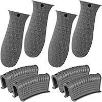 Vista 20 de Patelai Juego de 8 piezas de soportes para ollas de silicona, cubierta para mango de hierro fundido, resistente al calor, soportes para mango