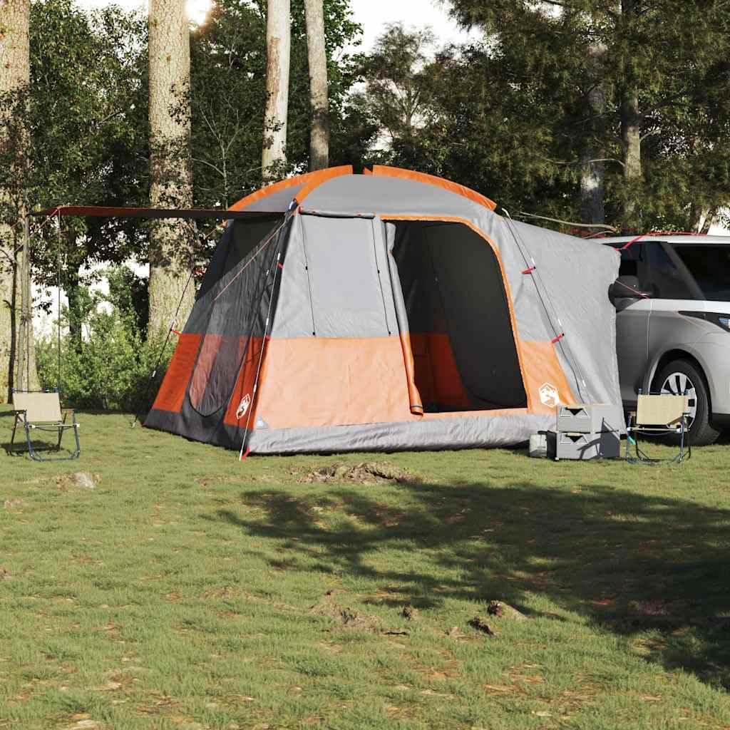 Tenda per auto per 4 persone, colore grigio, arancione, impermeabile, con collegamento di alimentazione, per avventure all'aperto