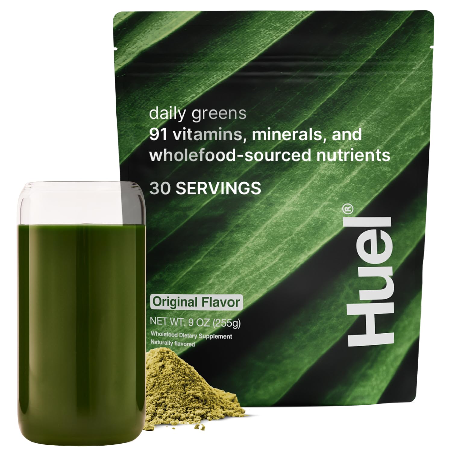 Huel Daily Greens | Superfood Greens Powder | 91 Vitamins, Minerals, and Wholefood-Sourced Ingredients | Adaptogens, Antioxidants, Gut-Friendly Probiotics | 30 Servings