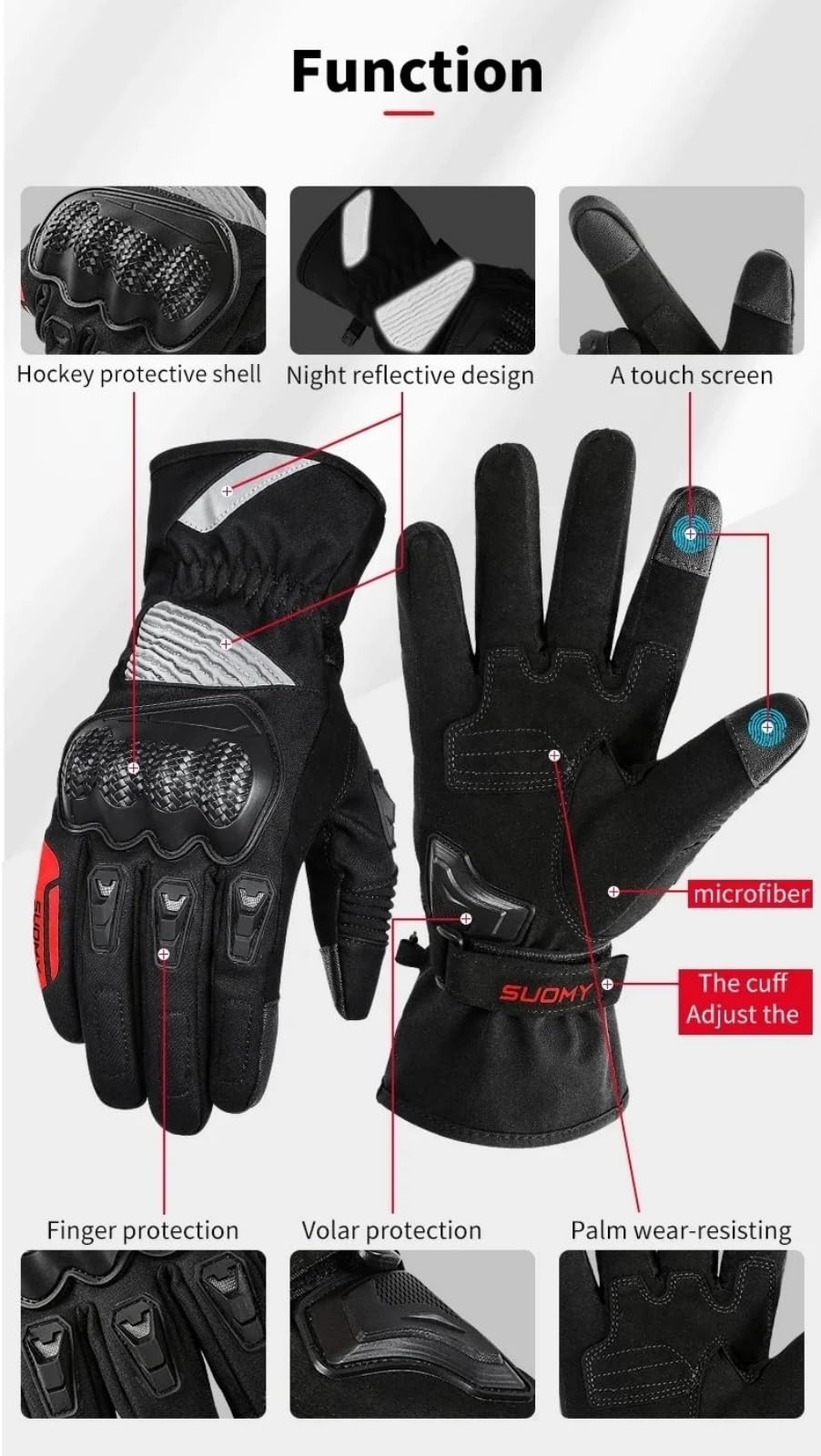 Guanti invernali da moto per uomo e donna, guanti da ciclismo per il freddo, impermeabili, caldi, antiscivolo, in microfibra, touch screen, antivento