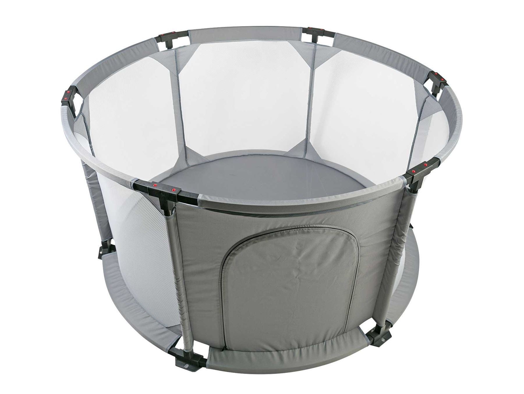 Safetots Corralito redondo de tela de lujo, corralito de juegos para bebés y niños pequeños, patio de juegos, tela de malla transpirable, puerta con cremallera