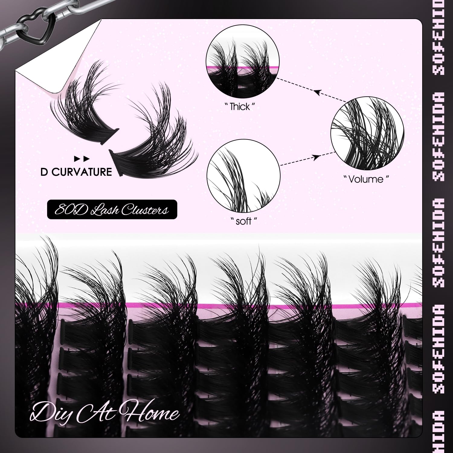 SOFENIDA Lash Clusters Kit 80D Lash Clusters Kit 10-18mm Volume Eyelash Clusters D Curly Cluster Eyelash Extensions 3D Wispy Lashes Cluster DIY Lash Extension Kit(80D-10-18MIX Thick Kit)