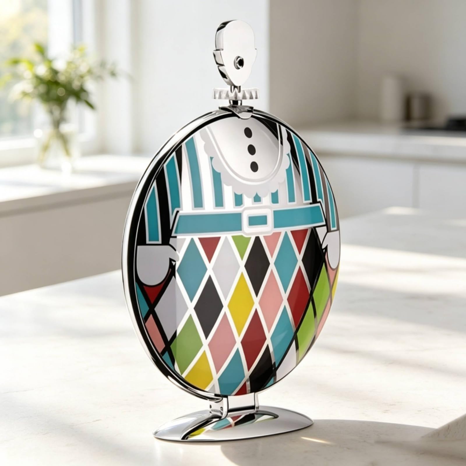 rockible Présentoir à Desserts Plateau Gâteau Support Pâtisserie Coupe-cakes en Acier avec Motif Géométrique Émaillé et Détails Rayés Adapté aux Fêtes Réceptions Buffets