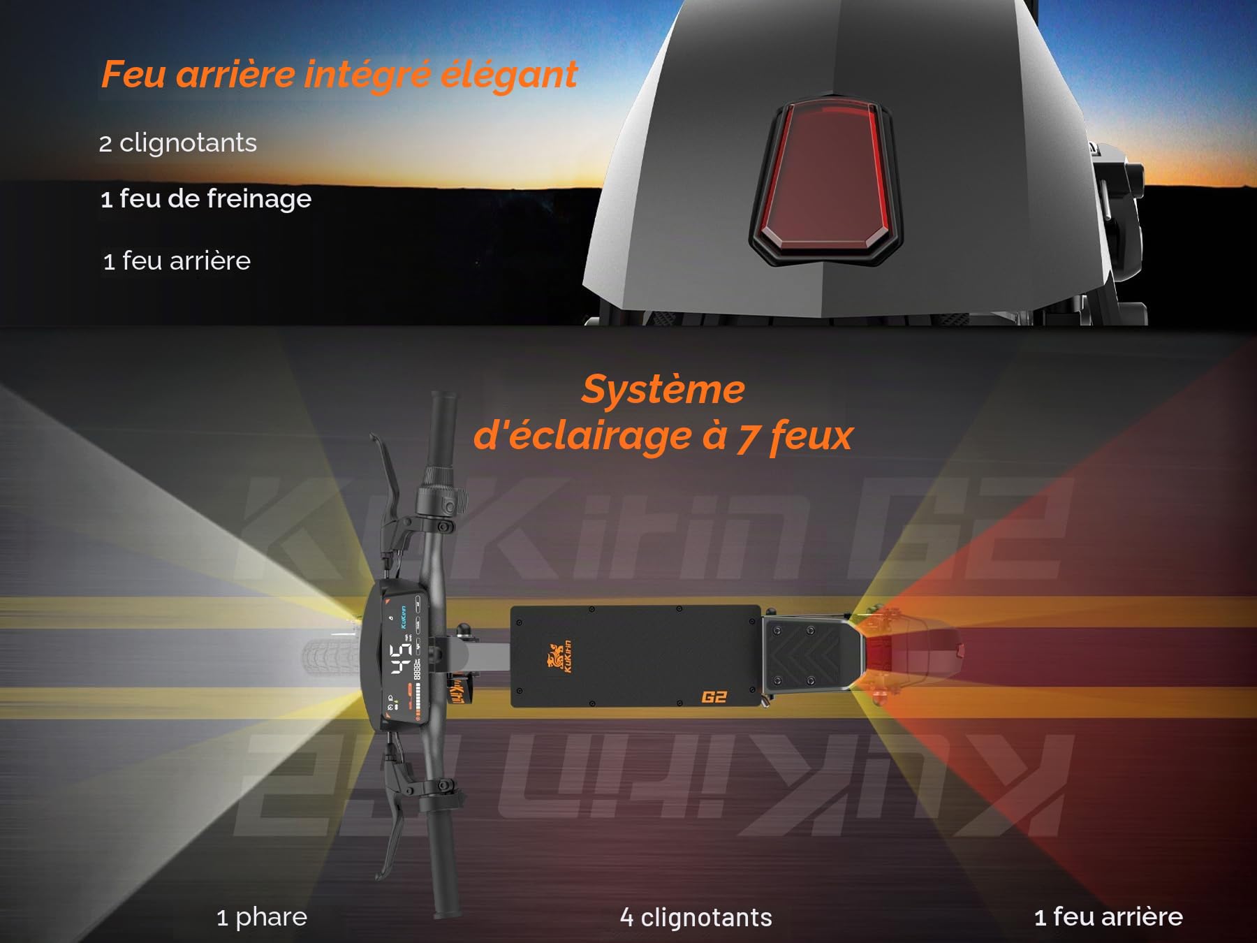 KUKIRIN G2 Trottinette Électrique Adulte, Batterie 48V 15,6Ah, Jusqu’à 55 km, Pneus Tubeless 10 Pouces, Double Suspension, Double Frein à Disque, Écran Couleur Tactile, Pliable