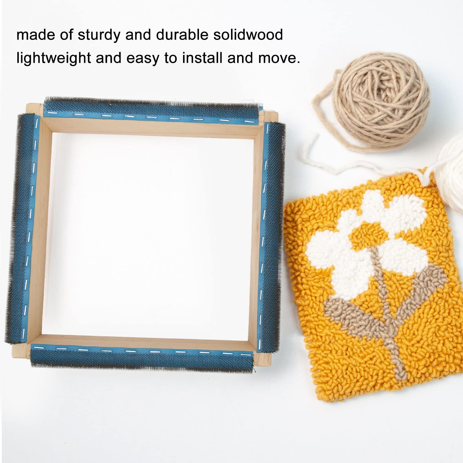 Punch Needle Frame, Rug Hooking Hoop Ergonomic Grip for Embroidery Sewing Craft Supplies for DIY Projects