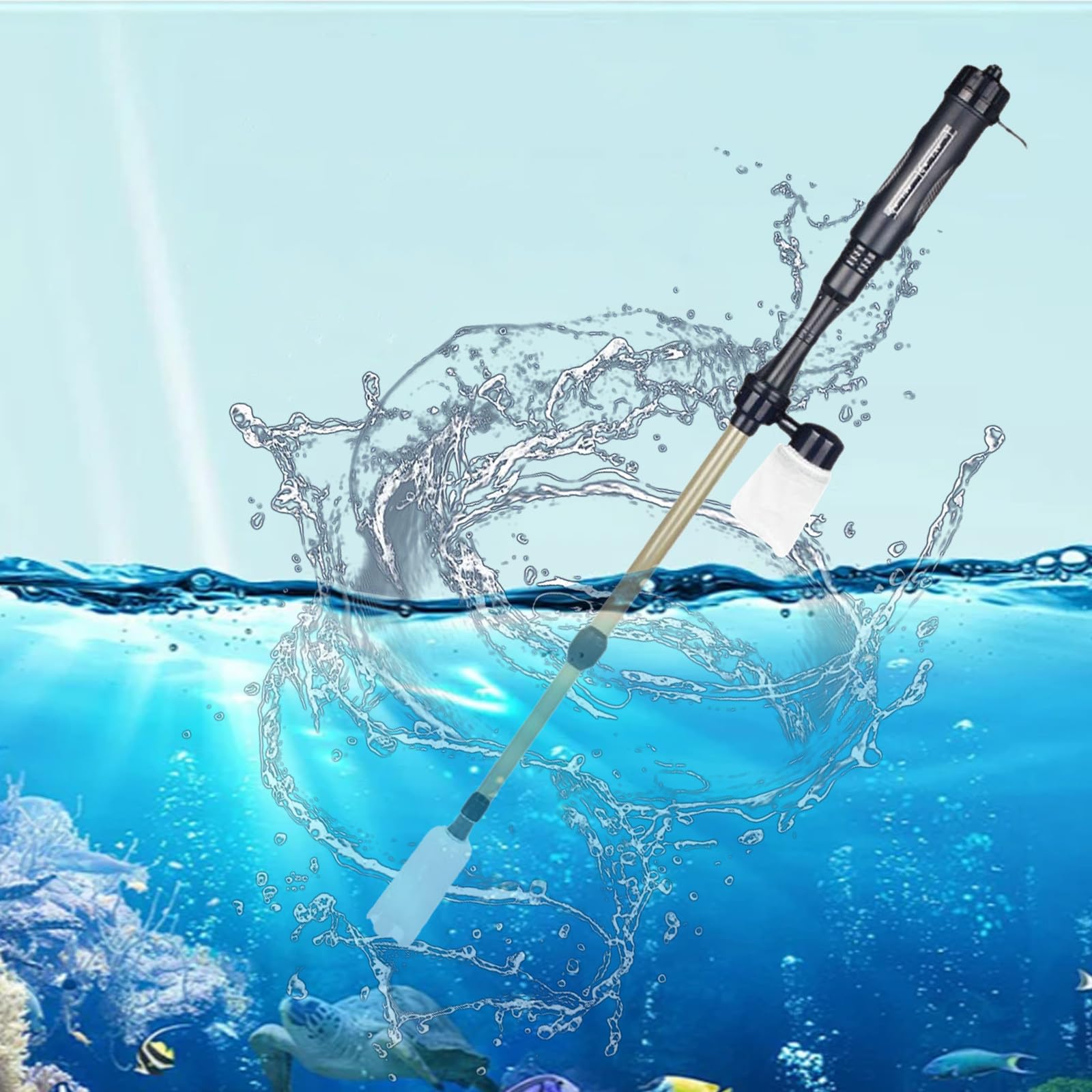 Electric Fish Tank Vacuum Cleaner,Aquarium Gravel Cleaner,Telescopic Multipurpose Aquarium Gravel Sand Washer, Battery Powered Syphon Operated Water Filter Cleaner for Fish Tanks