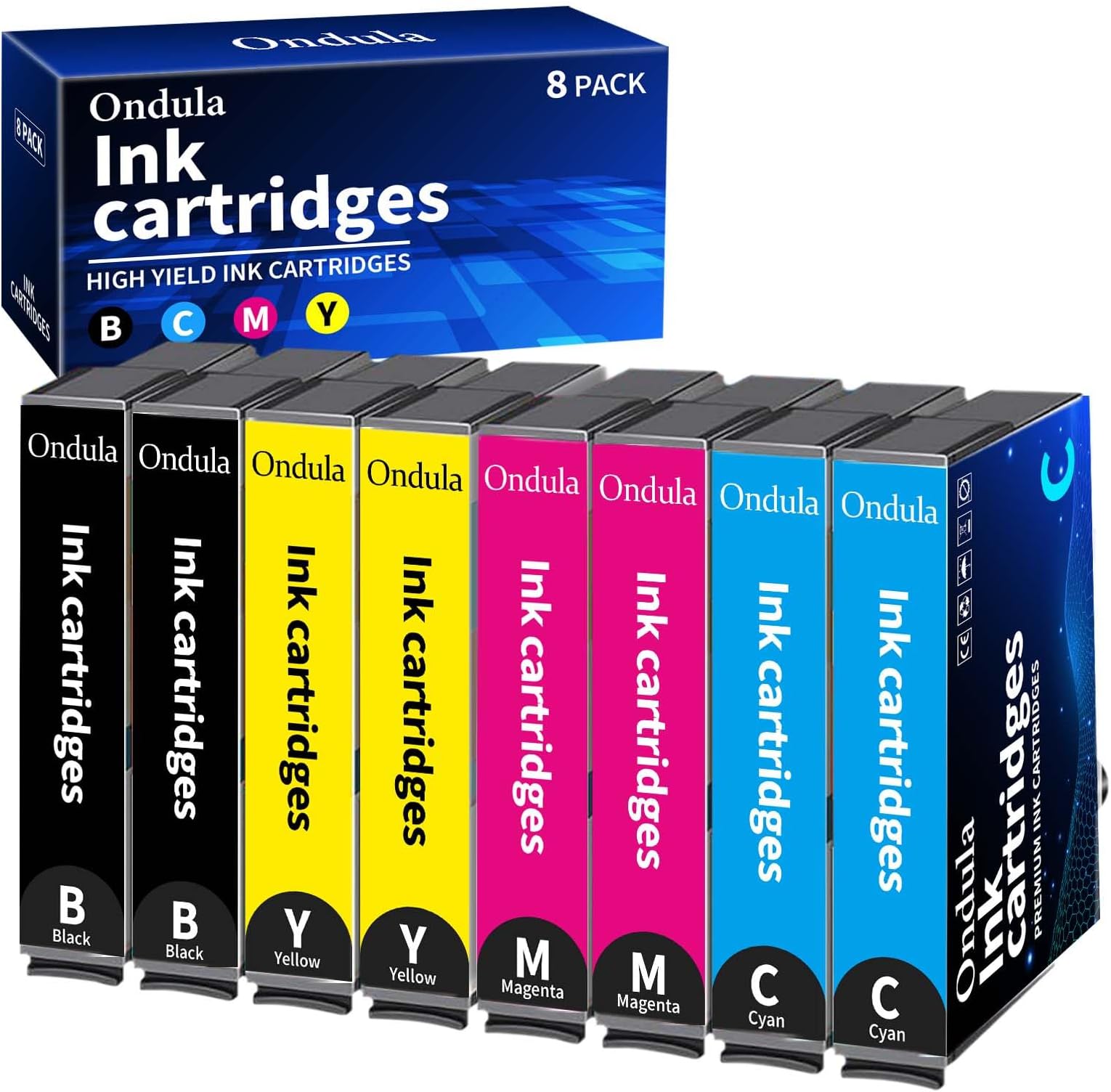 Ondula 8-Pack 604XL Ink Cartridges Compatible for Epson 604 604XL Ink Cartridges Multipack for Expression Home XP 3200 XP 4200 XP-4205 XP 2200 XP-2205 XP-3205 Workforce WF-2935 WF-2910 WF-2930