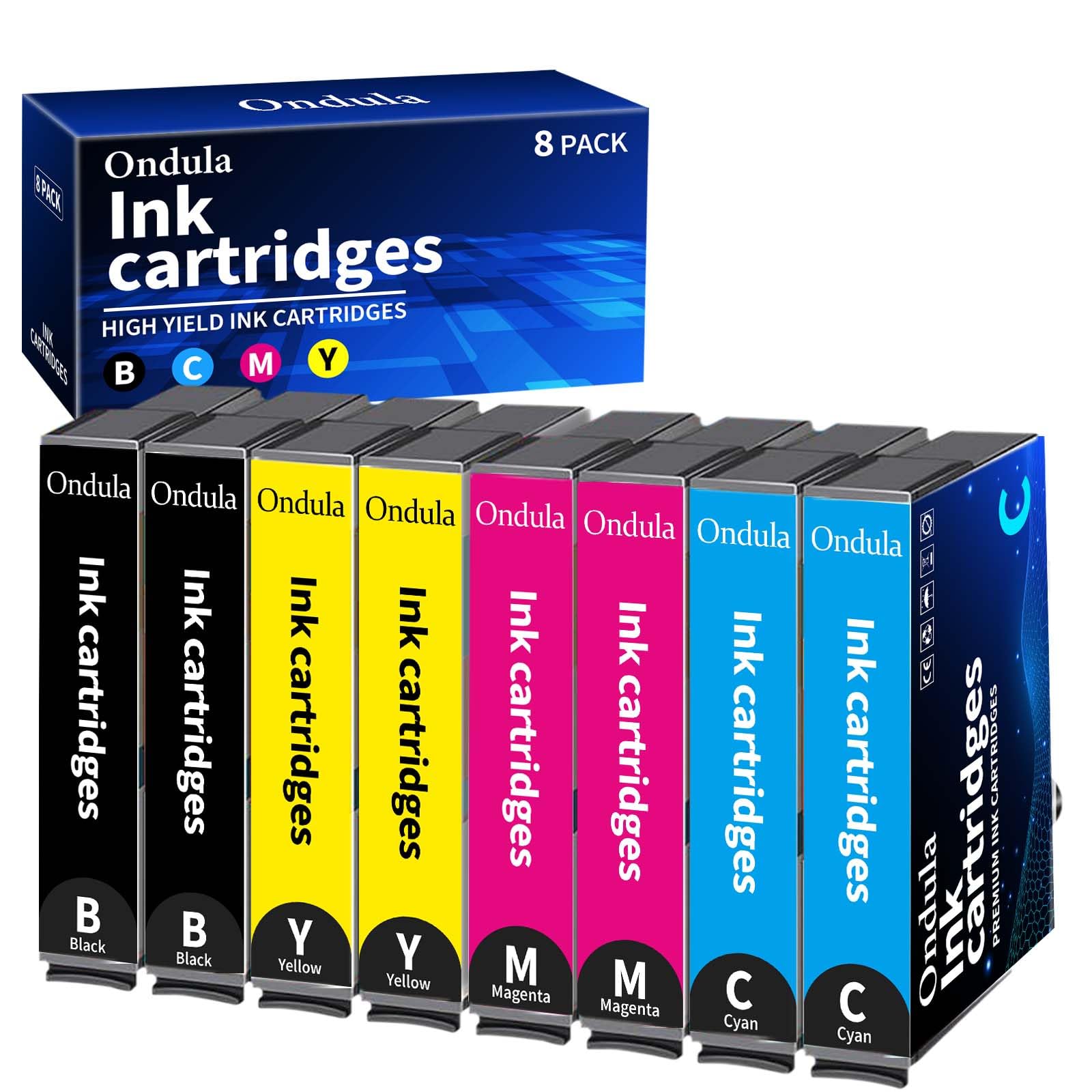 Ondula 8-Pack 604XL Ink Cartridges Compatible for Epson 604 604XL Ink Cartridges Multipack for Expression Home XP 3200 XP 4200 XP-4205 XP 2200 XP-2205 XP-3205 Workforce WF-2935 WF-2910 WF-2930