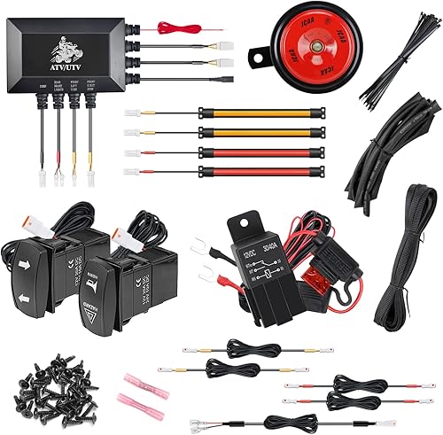 Miniatura 8 de Roykaw Kit de señal de giro UTV, señal de giro con interruptor de giro de columna y bocina de 110 dB, barra de luz COB mejorada, compatible con
