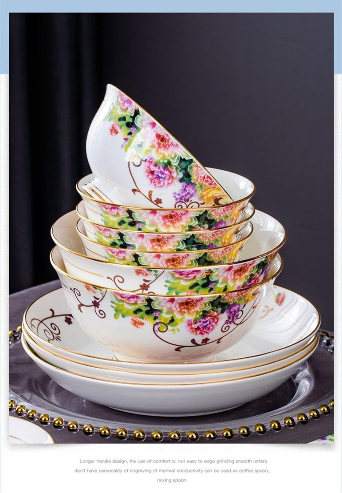 H3TF5J Zestaw stołowy europejskiego w stylu duszpasterskim, 60 sztuk kostki stołowej w Chinach, wytrzymałą porcelanę, wielofunkcyjna zastawa stołowa gospodarstwa domowego, prezent na parkiecie domowym