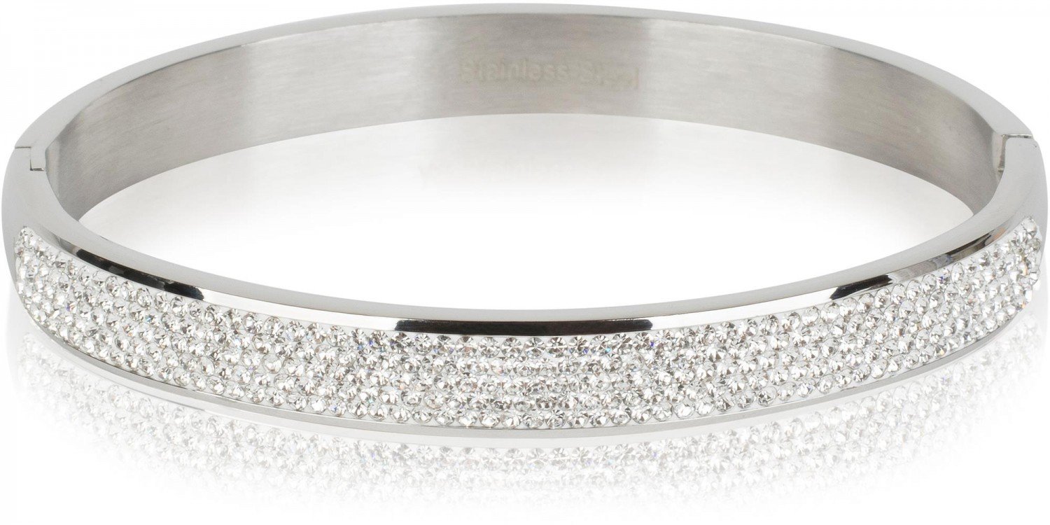 styleBREAKER Brazalete acero inoxidable con strass
