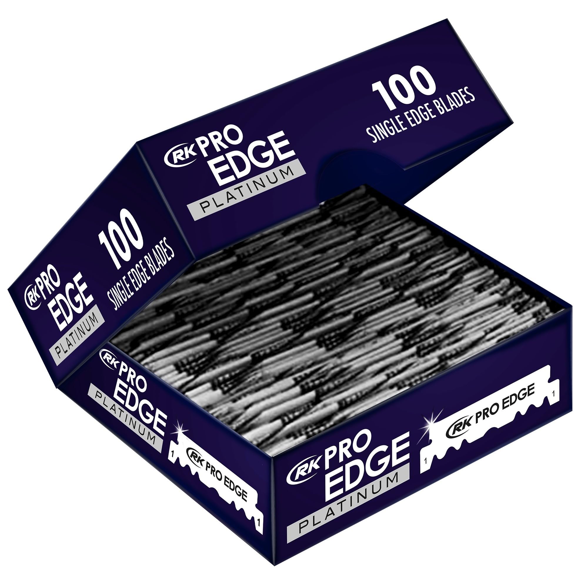 RK ProEdge Platinum Single Edge Razor Blades – Pack of 100 Professional Stainless Steel Razor Blades for Barbers, Hairdressers & Traditional Shaving