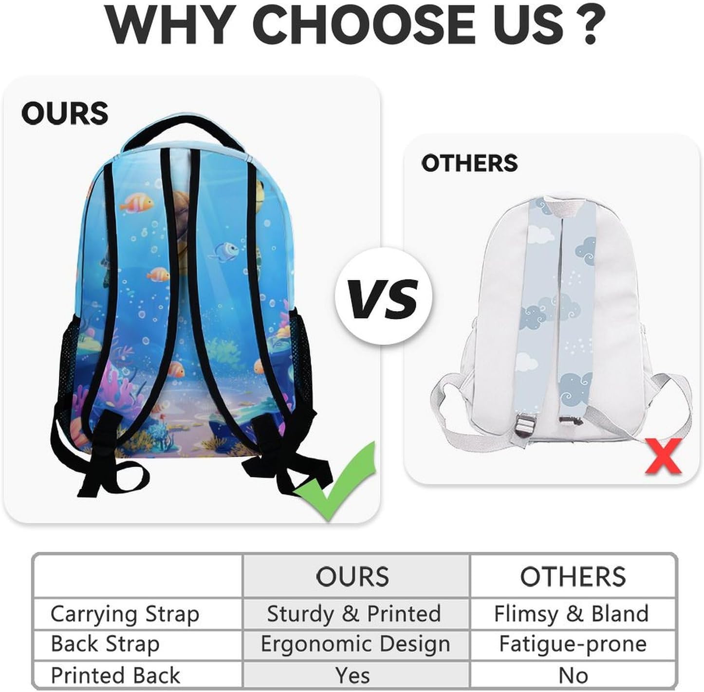 Custom School Backpack for Girls, 17 Inch Cute Sea Turtle Backpacks for Kids, Blue Lightweight Large Capacity Bookbag for Travel