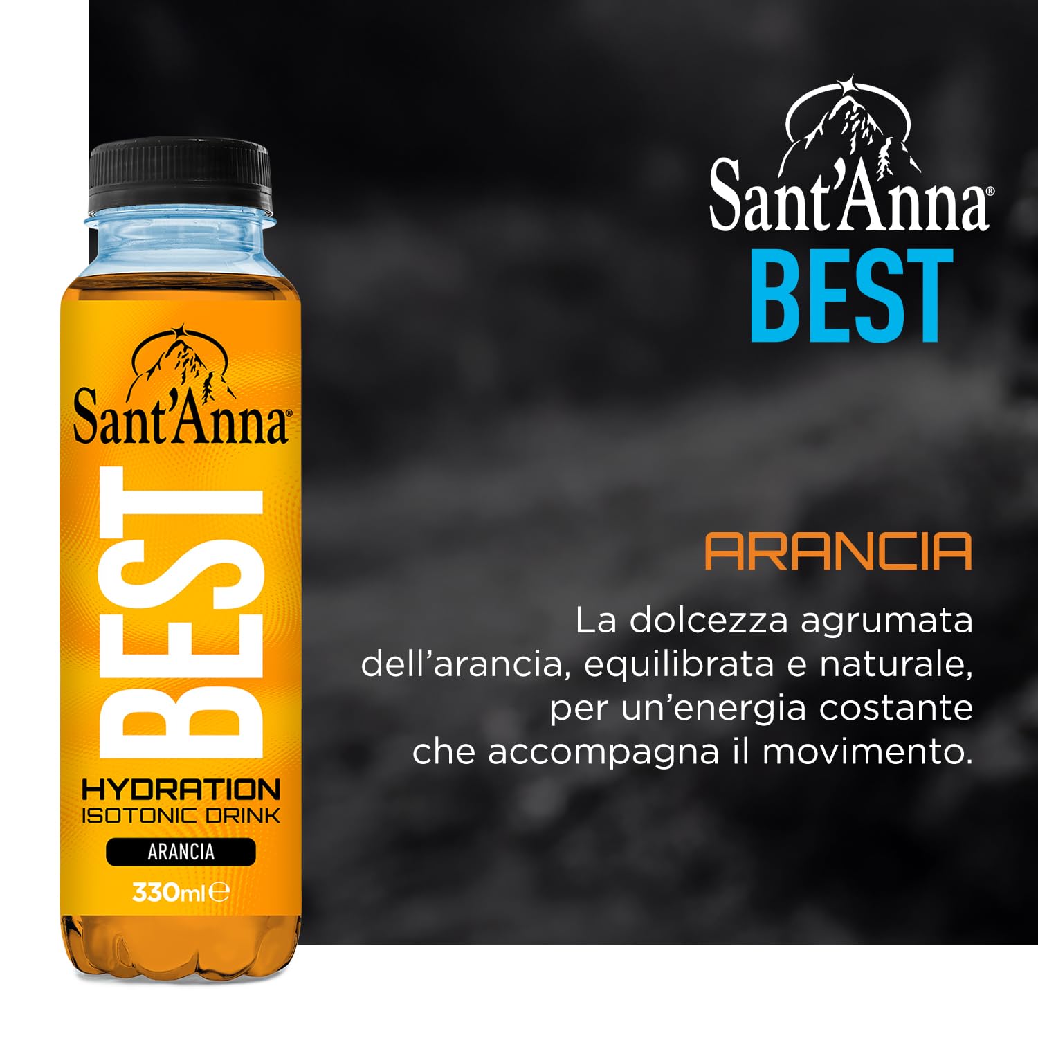 Sant’Anna BEST all'Arancia in bottiglie da 330 ml | Bevanda isotonica idratante per sportivi non gassata | Senza glutine con Vitamina B6