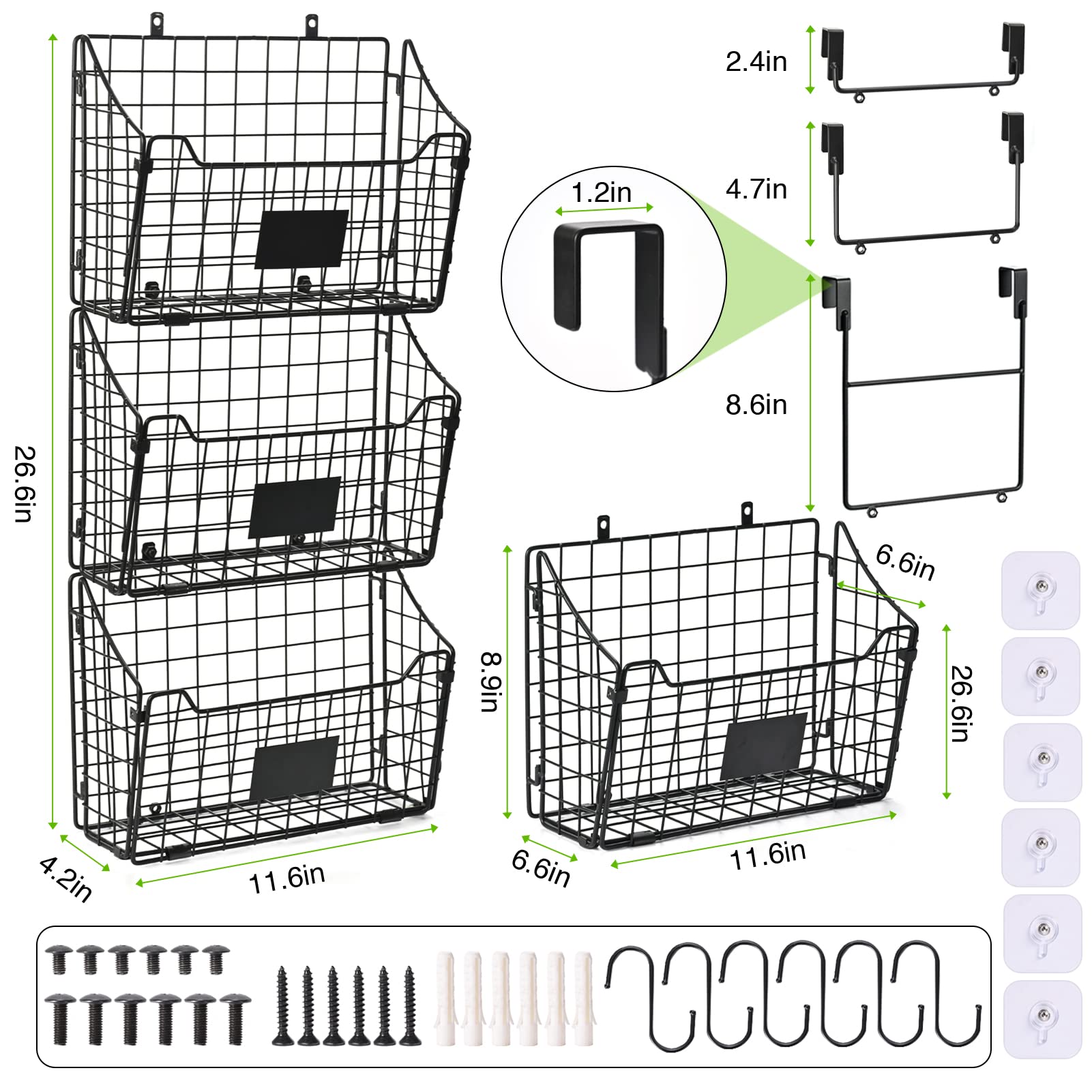 Ormeli 3 Pack Over The Cabinet Door Organizer, Cabinet Door Storage for ...