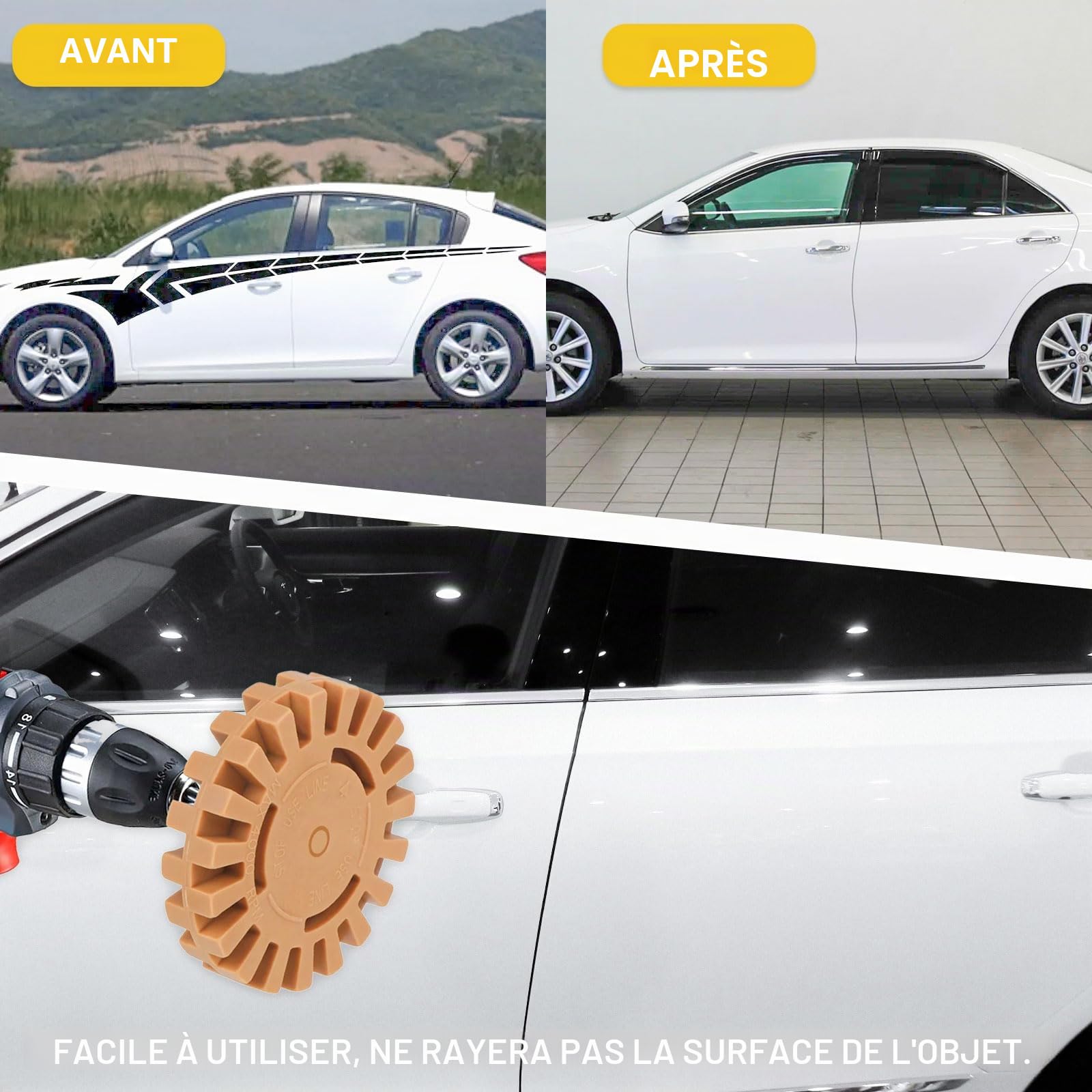 Lot de 14 gommes à film pour enlever les autocollants de voiture, la roue en caoutchouc et les résidus de colle - Gomme en caoutchouc