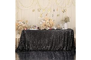 Eternal Beauty Rectangle Black Sequin Tablecloth