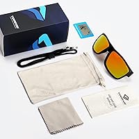 Vista 6 de TOREGE - Lentes de sol polarizados deportivos para hombres y mujeres, para ciclismo, correr, golf, pesca, TR26 Marco negro y lente plateado cobre