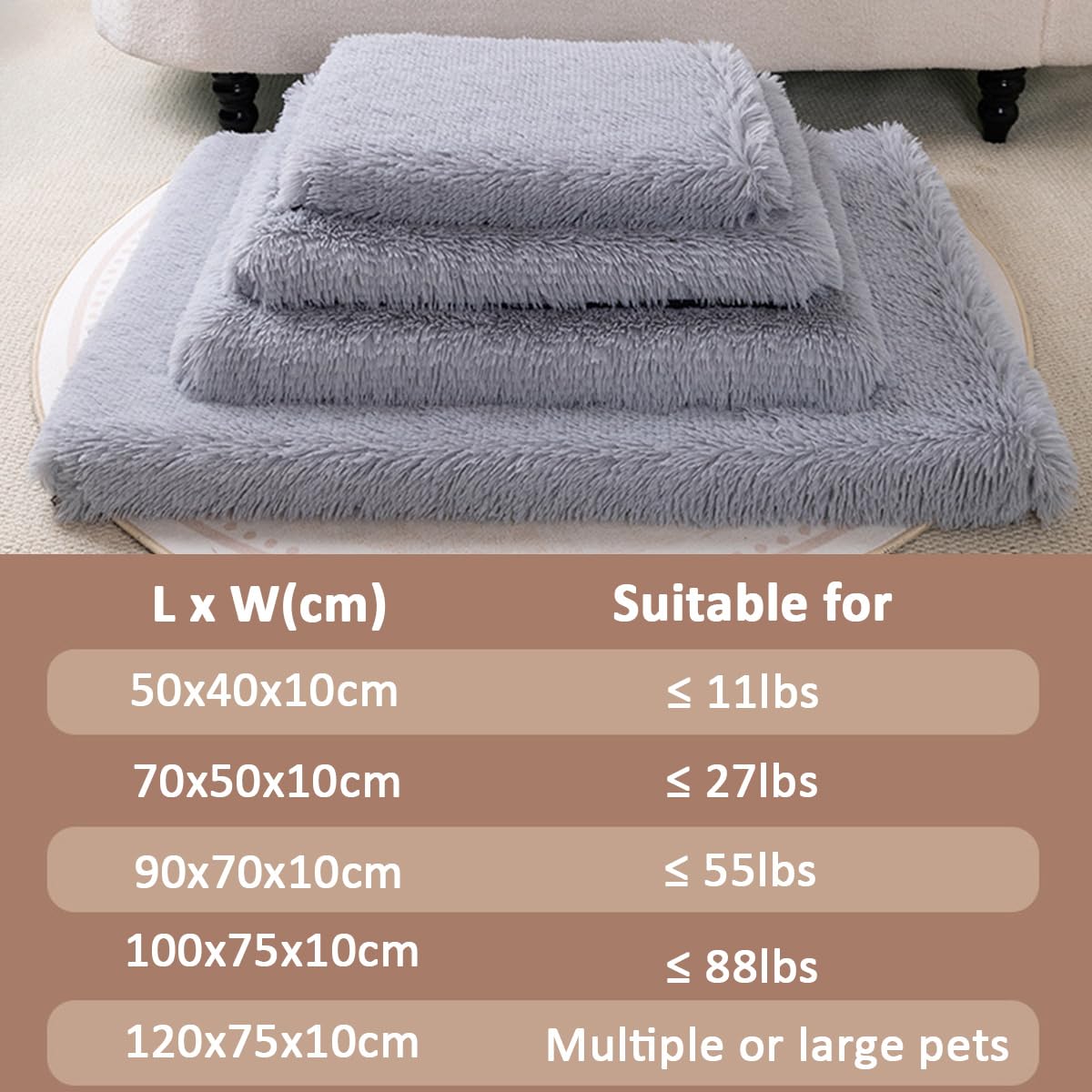 Dickes Plüsch-Hundebett, beruhigender Schwamm, Katzenunterlage