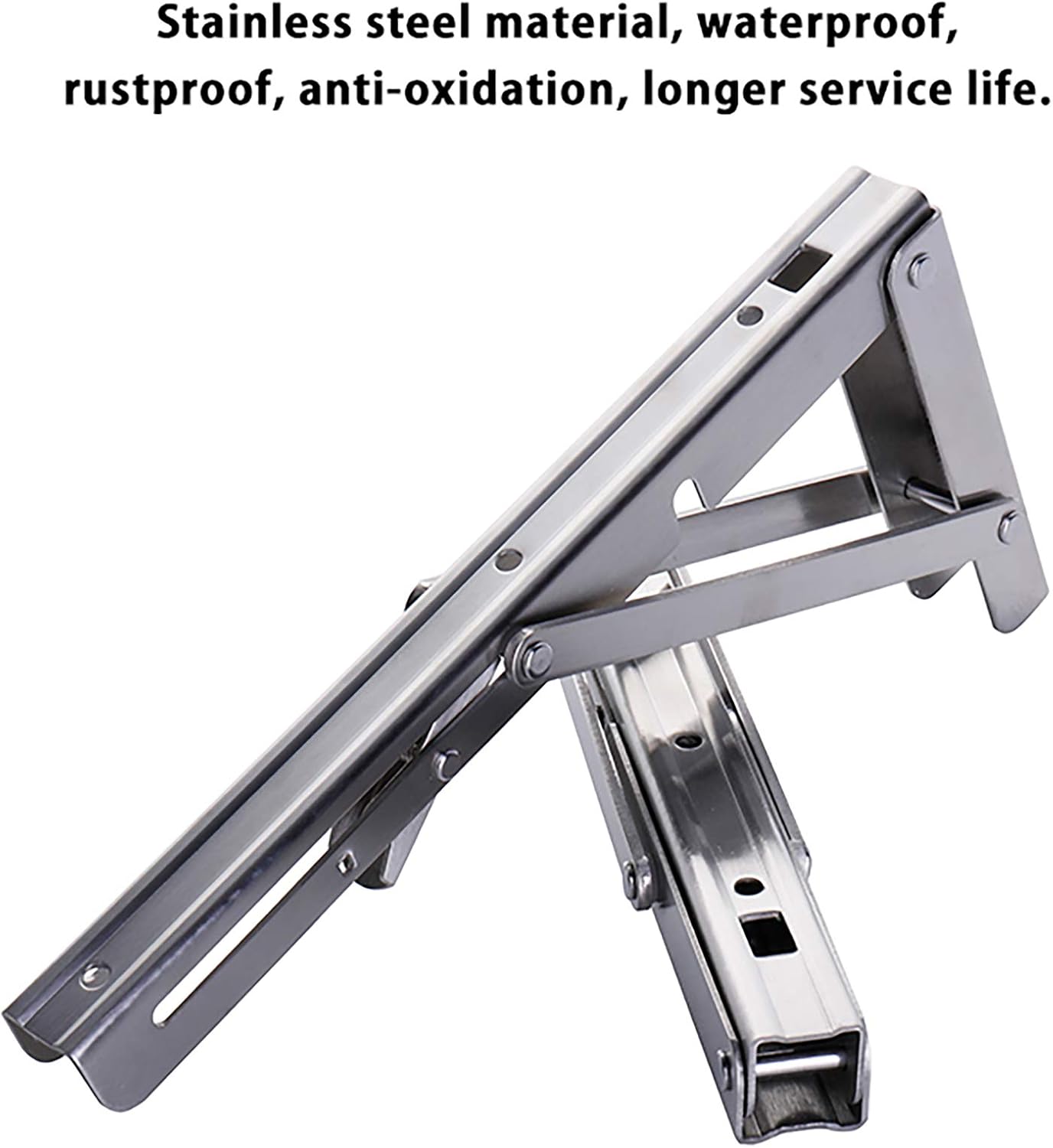 QWEASDF 2Pack Folding Shelf Brackets, Heavy Duty 304 Stainless Steel Collapsible DIY Wall Mounted Shelf Bracket, Max Load: 330lb, for Table Work Bench Space Saving with Screws,250mm/10 in
