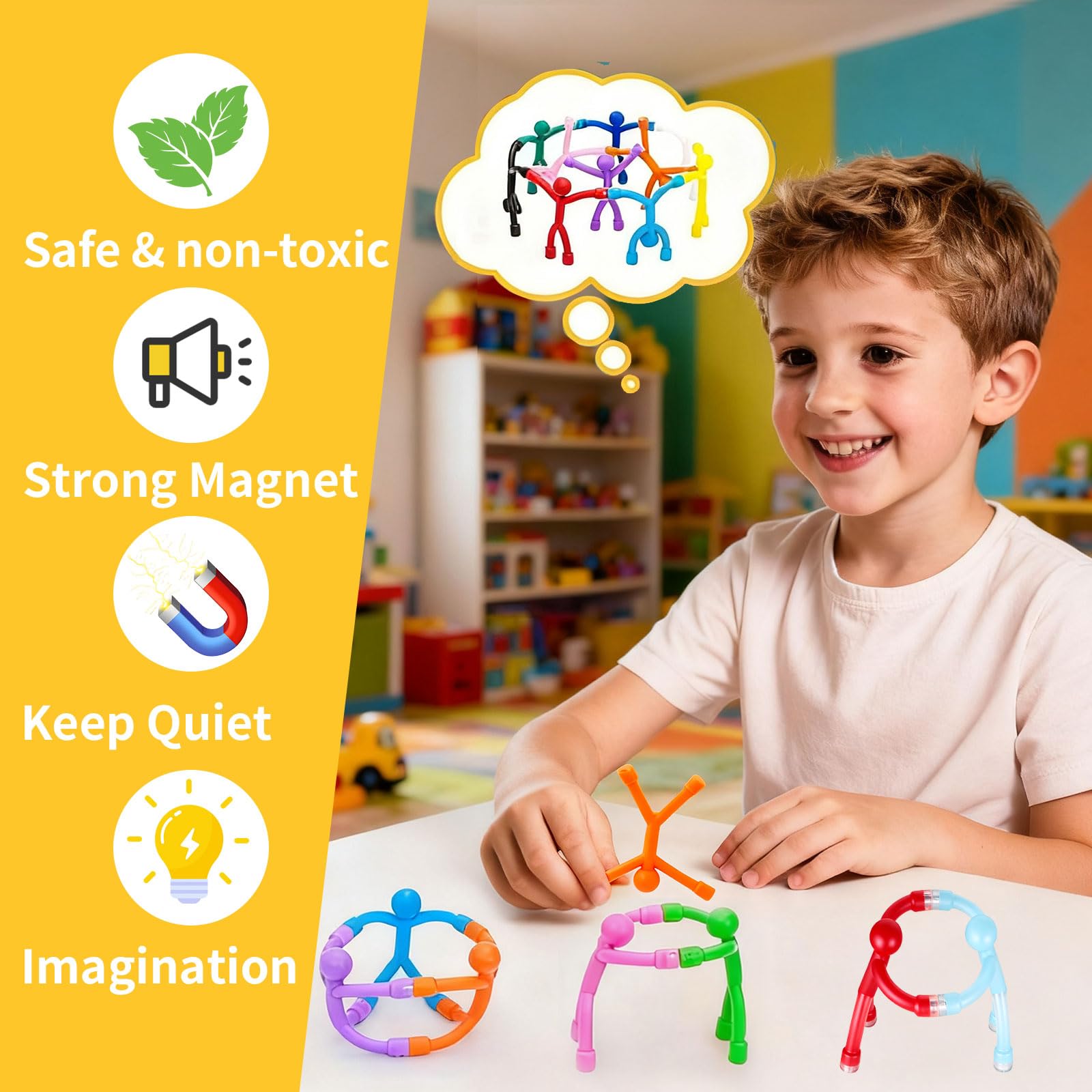 Houbobo Magnetic Fidget Travel Toys for Kids Age 3-8 Year Old, 12Pcs Multipurpose Magnets Men Set for Travel Airplane Play - Image 4