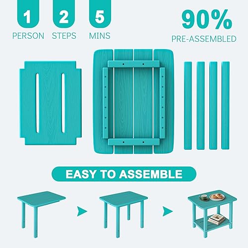 Miniatura 5 de Juego de sillas plegables Adirondack de 3 piezas, respaldo extra alto de 38 pulgadas y grano de madera en relieve, muebles de patio de polietileno