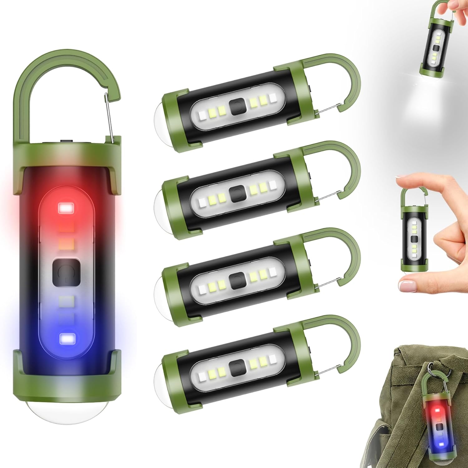 5 Packs Rechargeable Keychain Flashlights, High Lumen Mini EDC Flashlights with 4 Light Modes, Mini LED Keychain Flashlight USB Torch Be Used for Camping, Searching and Hiking