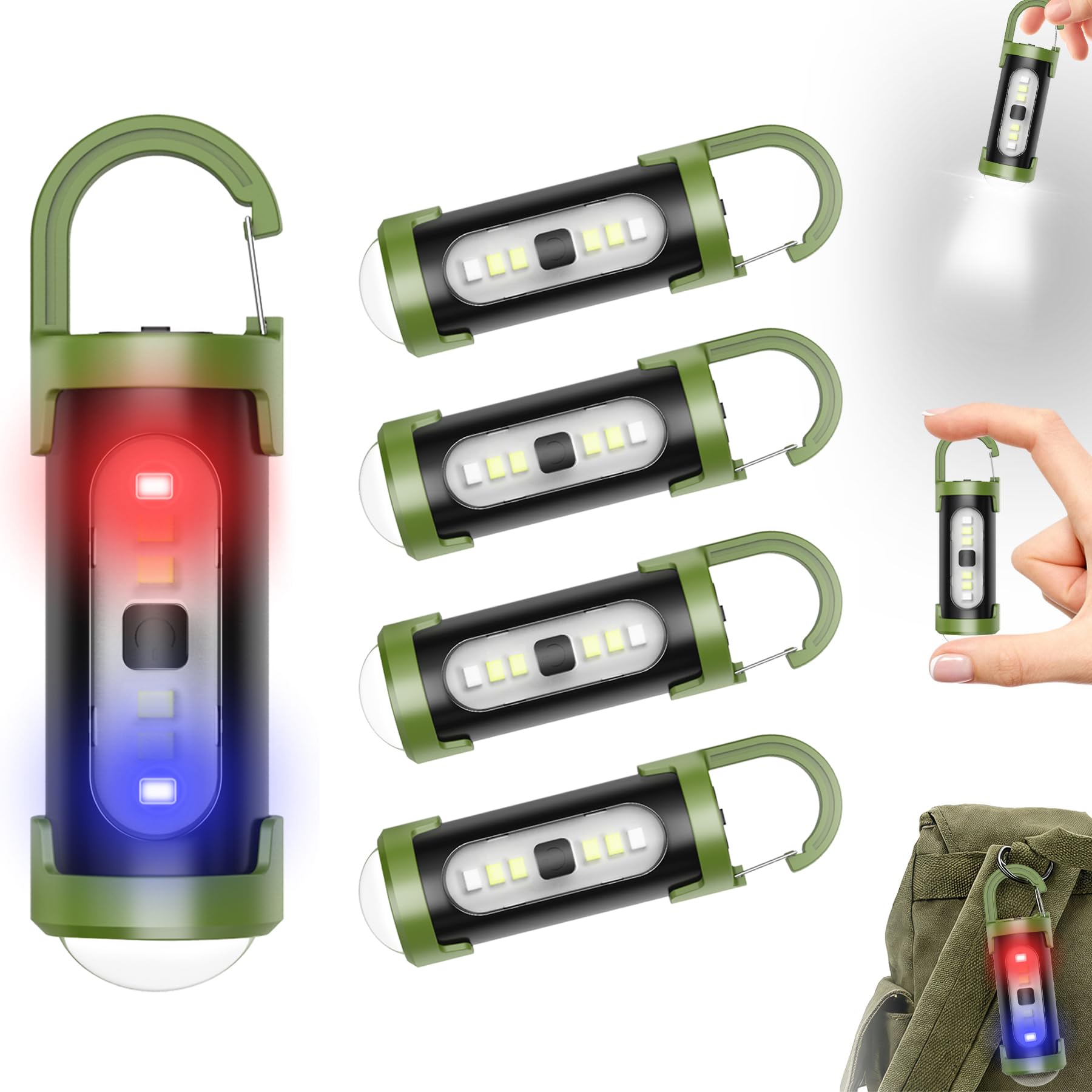 GLKTRS 5 Packs Rechargeable Keychain Flashlights, High Lumen Mini EDC Flashlights with 4 Light Modes, Mini LED Keychain Flashlight USB Torch Be Used for Camping, Searching and Hiking-image-6