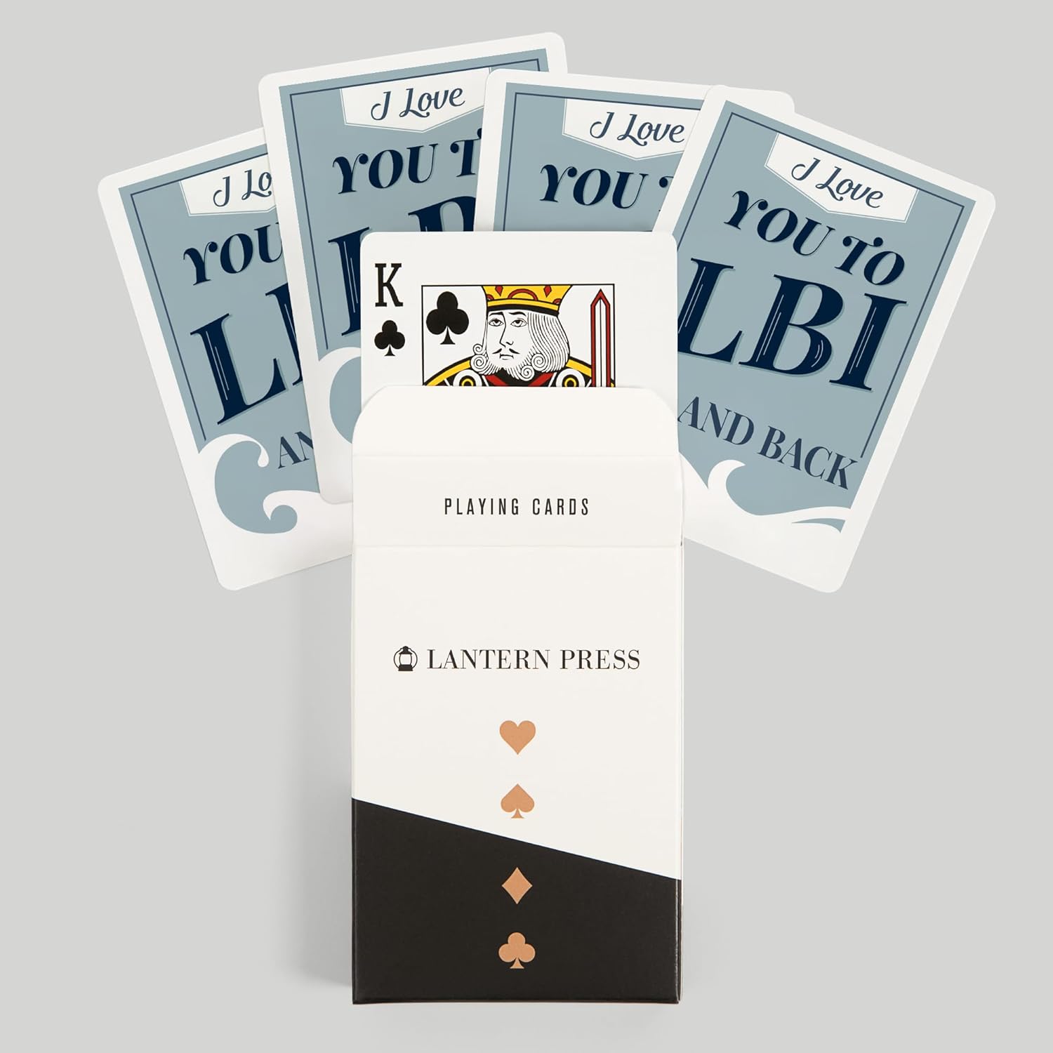 Lantern Press Love You to LBI and Back, Beach Sentiment, Light Blue, 52 Playing Cards for Adults, Poker Size Card Deck