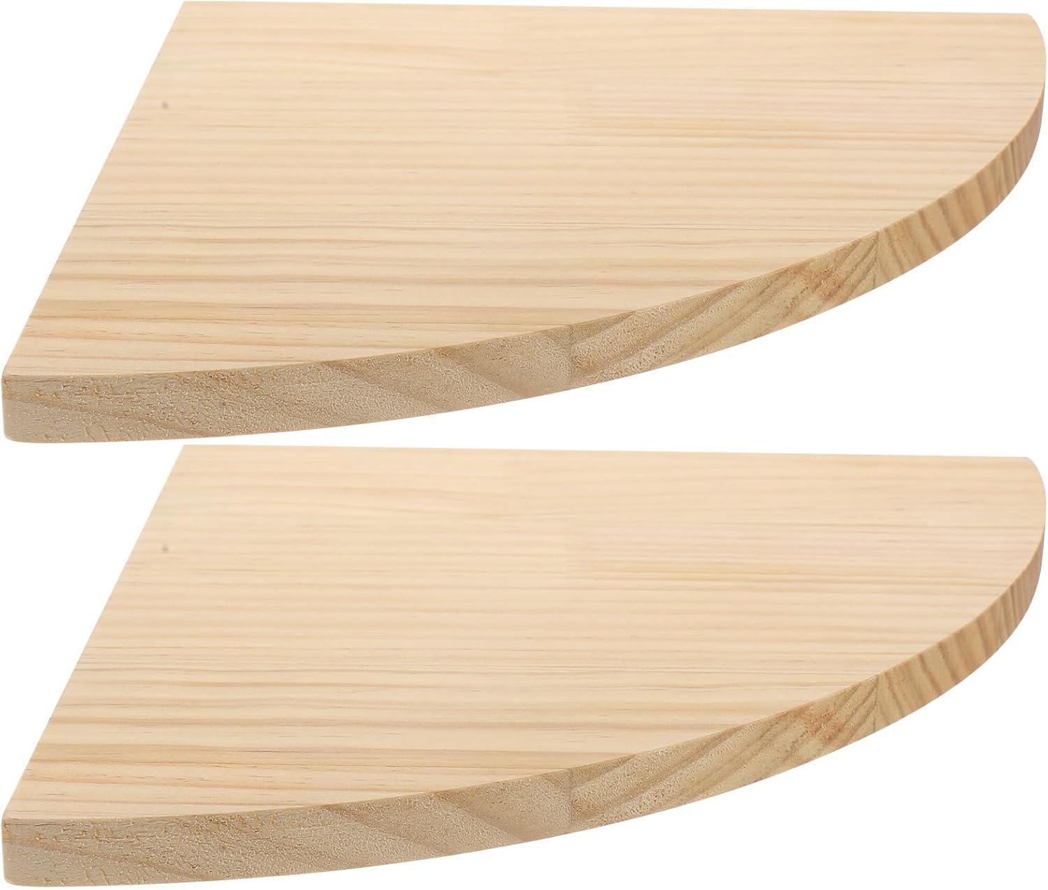 Wooden Wall Rack Corner Shelf, Medium Pine Wood Wall-Mounted Sundries Holder, Sector Shape Storage Display Rack for Bedroom and Living Room, 2pcs Set