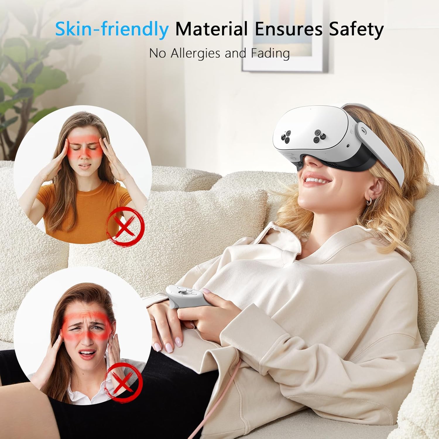 for Meta/Oculus Quest 3S Face Pad Cover with Nose Pad, Soft PU Leather Foam Cushion Pad Air-Circulation Design Facial Interface Accessories Replacement (Not Fit Quest 3) - Image 7