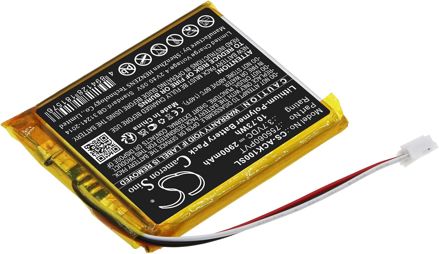 Cameron Sino Battery for AUTOKEYSPROTOOL CK-100 PN:AUTOKEYSPROTOOL 755060PVT 2900mAh / 10.73Wh