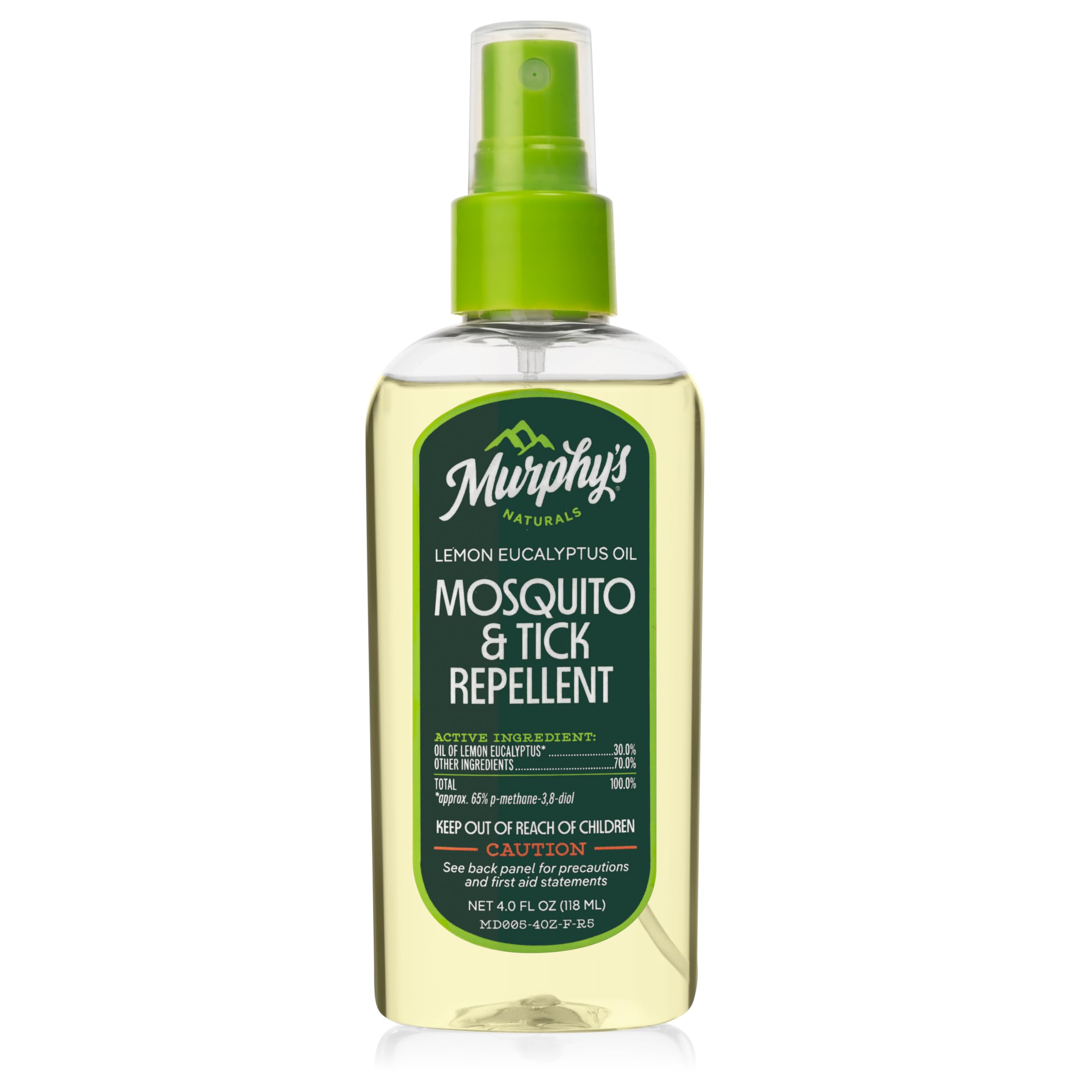 Murphy's Naturals Mosquito & Tick Bug Repellent Spray, Oil of Lemon Eucalyptus for Skin + Outdoor Gear, DEET-Free, 4 Ounce Pump, 1-Pack