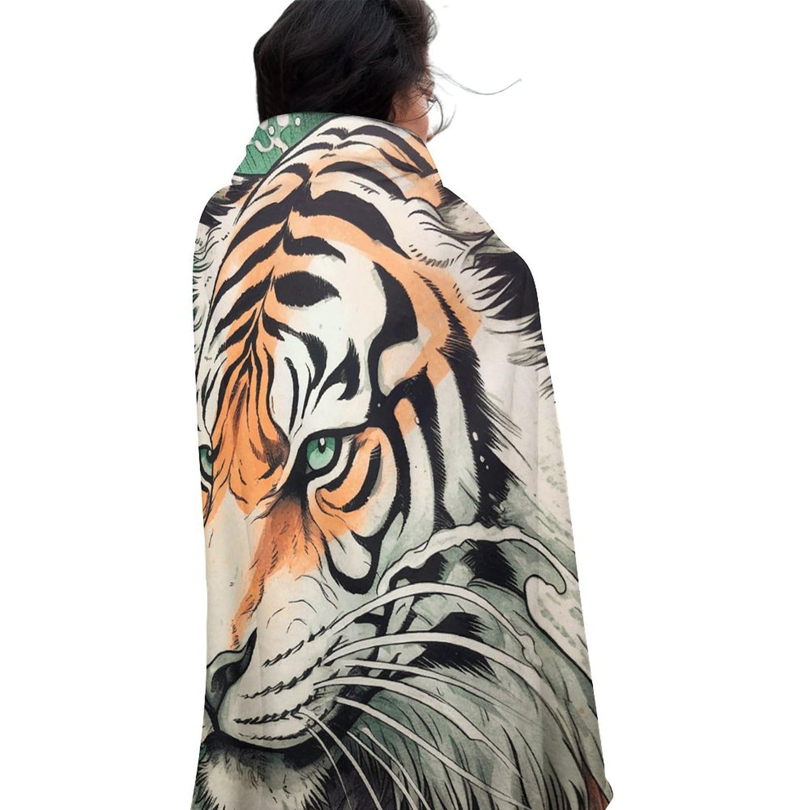 Couverture ronde tigre 150 cm pour vos sorties plage et soirées canapé cocooning