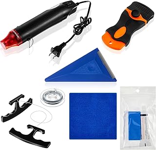 WILLBOND Emblem Removal Tool Kit Vinyl Wrap Kit Plate Line Remover with 5m PE Cord Heat Gun Razor Blade Scraper Squeegee Scratch Repair Paste Applicator Sponge Towel for Car Wrapping Film Installation