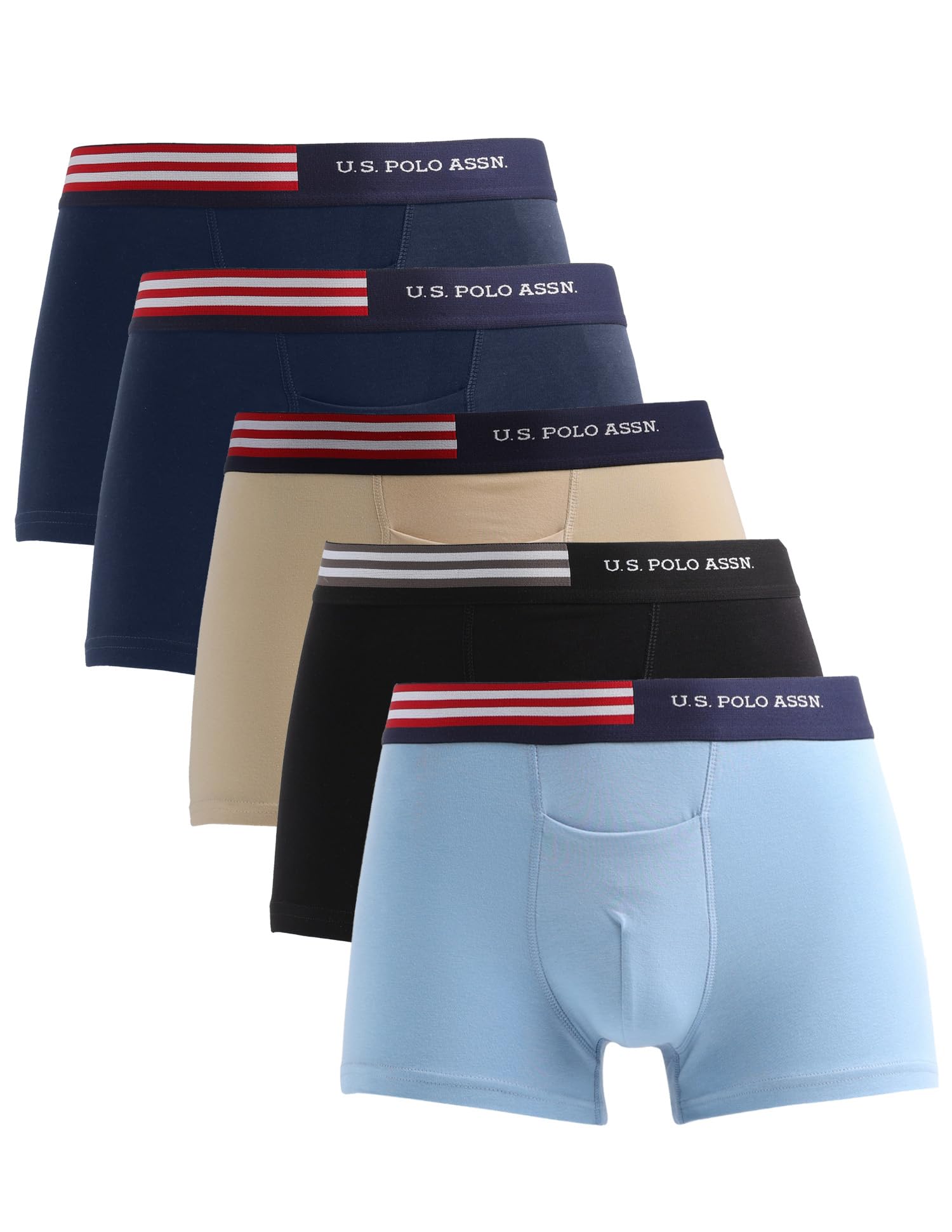 u.s. polo assn. U. S. Polo Assn Men's OET06 Solid Cotton Mid-Rise Underwear Trunks - Pack of 5-picture-37