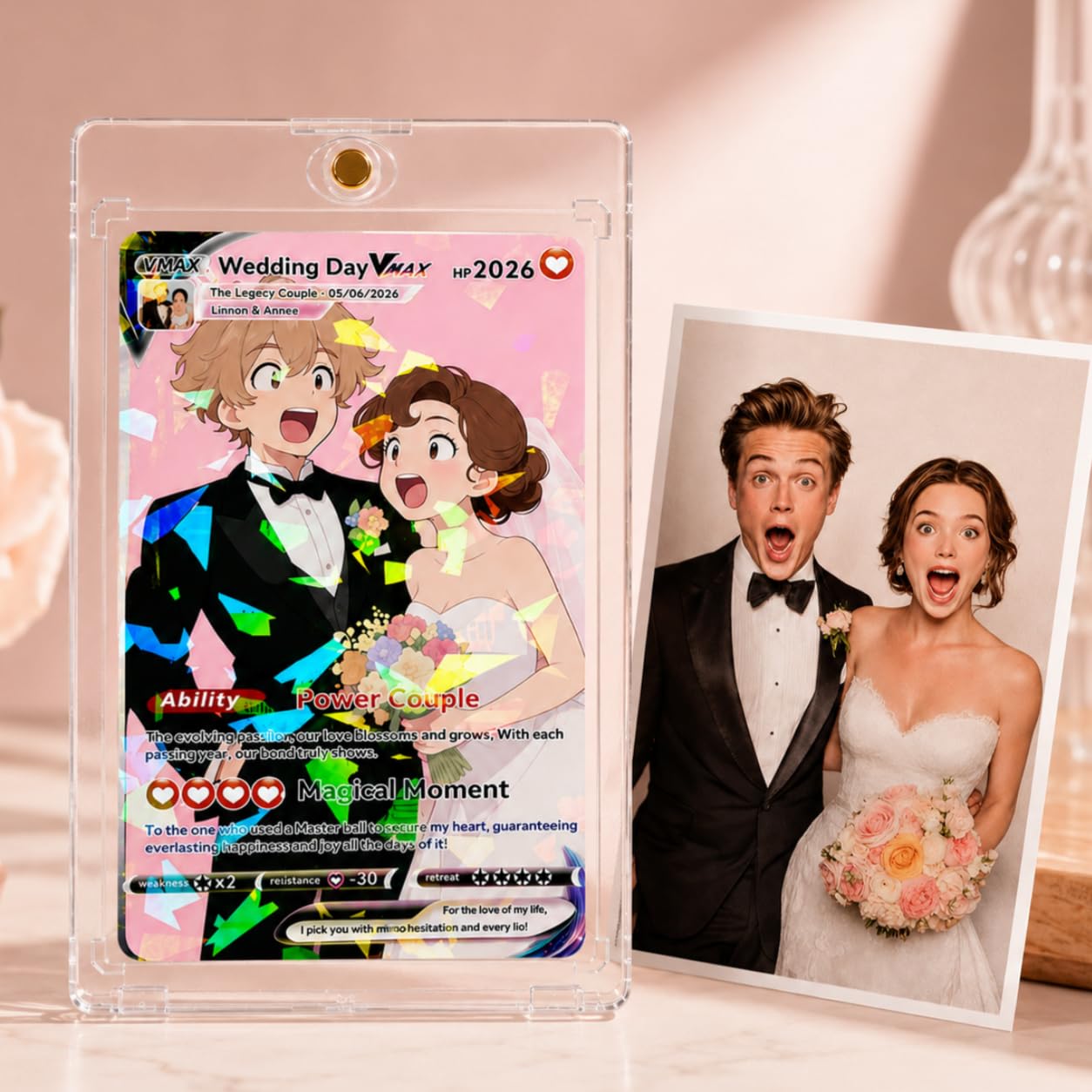 Personalised Poke Card for Dad, Custom Photo Anime Game Card with Picture Text Name, Best Dad Ever Fatherβs Day Gift from Daughter Son for Daddy Grandpa Husband Papa (Style06)