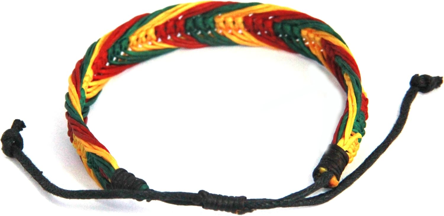 Rasta Bracelet Cotton Handmade Reggae Jamaican Jewelry Boho (S4678) - Image 2