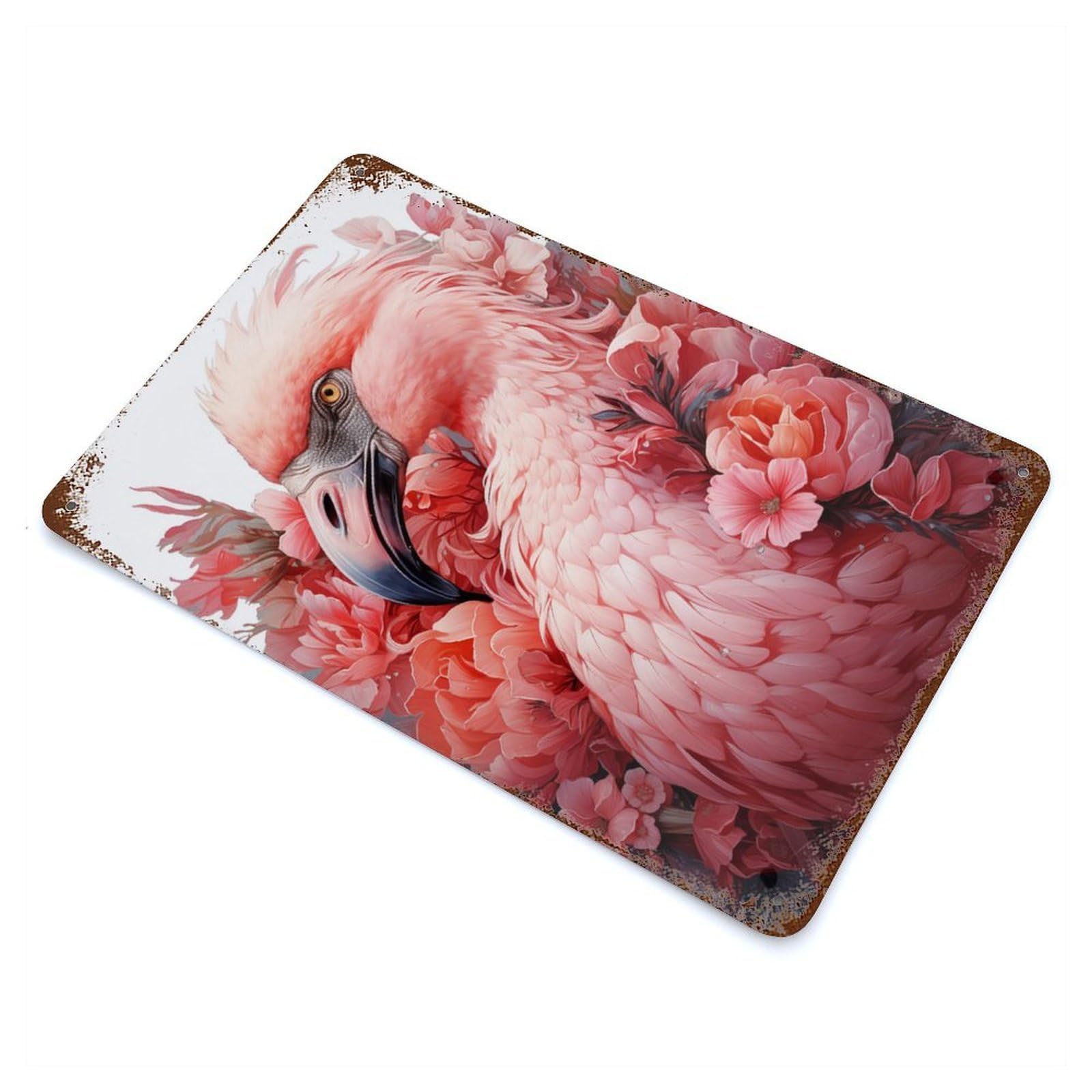 Decorative Tin Sign FLAMINGO LESSER 11.8"x7.9", Vintage Wall Decor for Pub, Kitchen And Man Cave Decor
