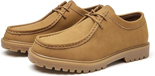 Allthemen Hombre Mocasines Cuero Casual Náutico Cordones Caqui 43