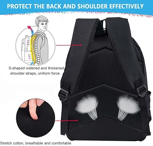 Miniatura 3 de Mochila de moda de gran capacidad mochilas de dibujos animados correa de hombro ajustable mochila ligera de viaje E 17 pulgadas Mochilas Daypack