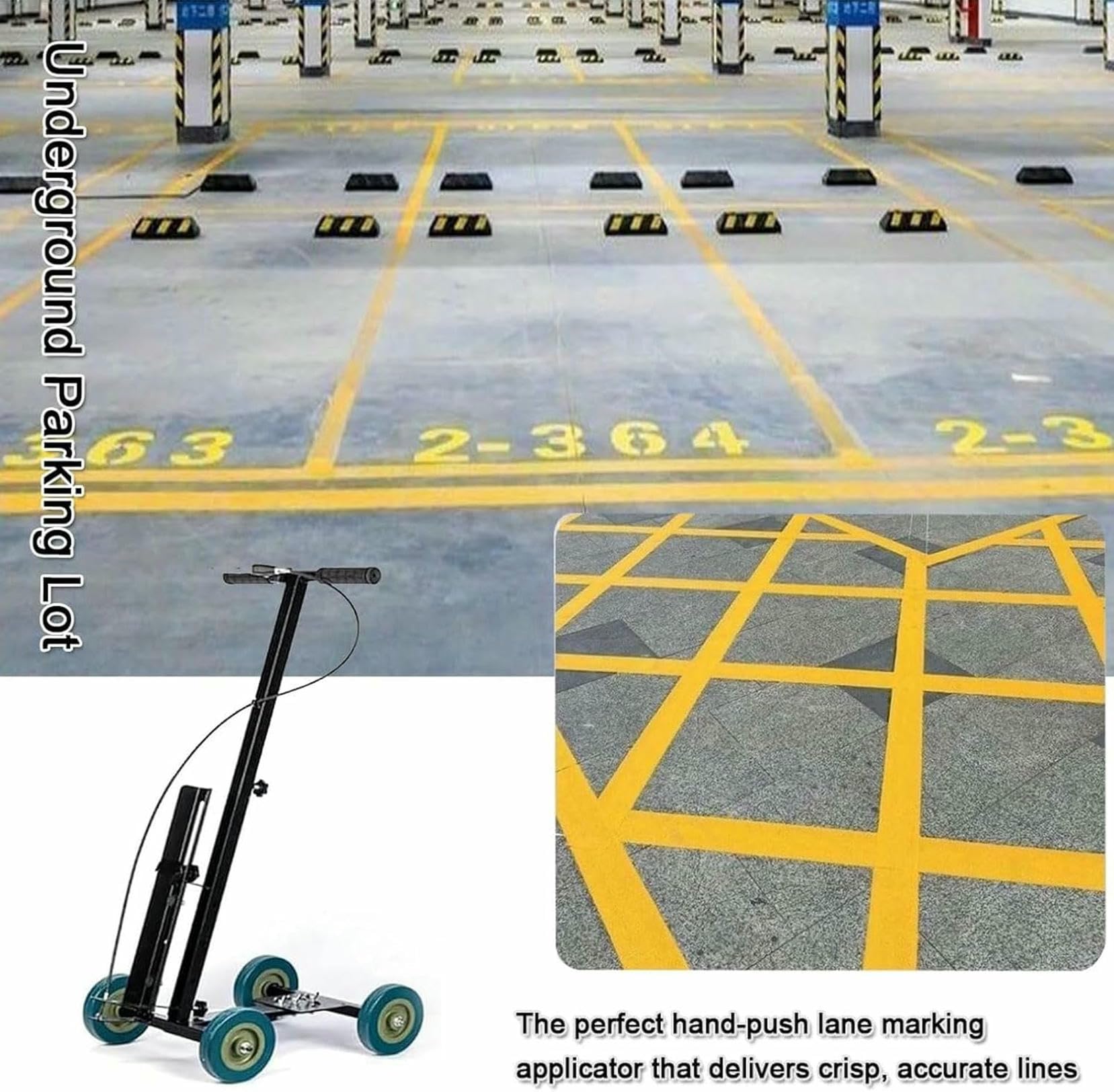 Markierungsmaschine Straßenmarkierungsmaschine, Court Line Tape Wheel Transfer Hand-Push Lane Applicator, Tiras De Colores, Ajustable En Arco Recto, Ancho 5-15 Cm, para Aparcamientos~/